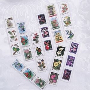 Postage Stamp Bookmarks Flowers (Set of Nine)